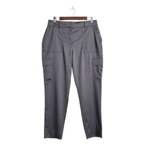White House Black Market Tapered Ankle Satin Cargo Pants In Smoked Pearl Sz 8